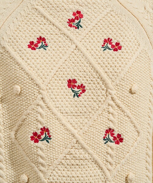 フラワー刺繍セーター 新品タグ セール】 【WEB限定】〈手洗い可能〉フラワー 刺繍 デザイン ニット