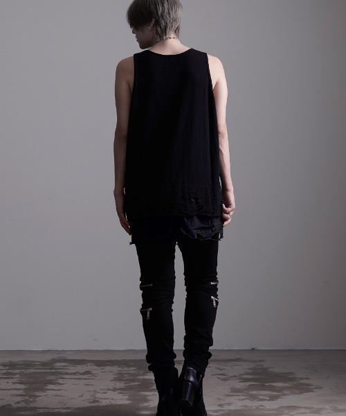 『NOVESSEL/ノベセル』ダメージ加工レイヤードタンクトップ A'GEM/9 × .kom『NOVESSEL/ノベセル』ダメージ加工レイヤード