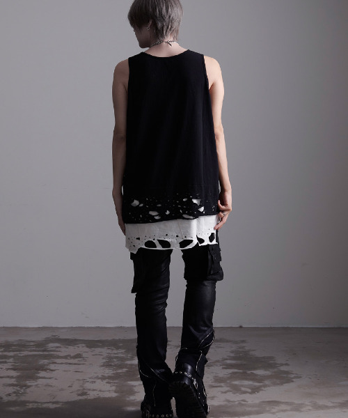 『NOVESSEL/ノベセル』ダメージ加工レイヤードタンクトップ A'GEM/9 × .kom『NOVESSEL/ノベセル』ダメージ加工レイヤード