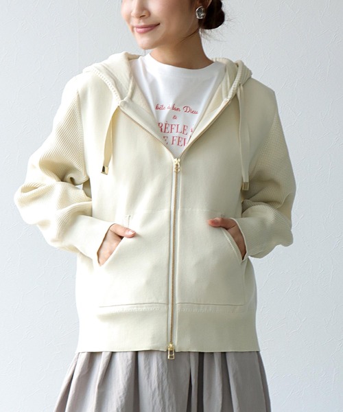 美品＊フードニットパーカー Jines（ジネス） パーカー フードニットパーカー レディース