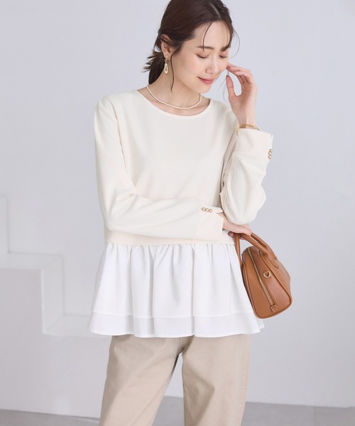 ROPE' PICNIC（ロペ ピクニック） tシャツ 布帛ドッキングペプラム