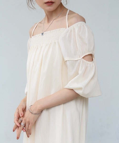 「Bab」 7分袖ワンピース M ホワイト系その他 レディース_画像2