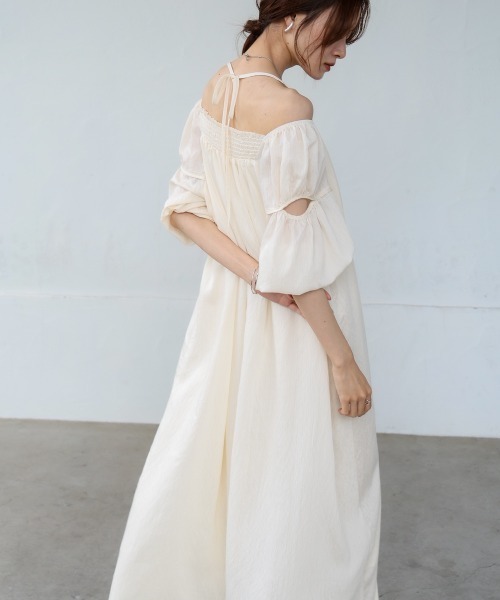 「Bab」 7分袖ワンピース M ホワイト系その他 レディース_画像4