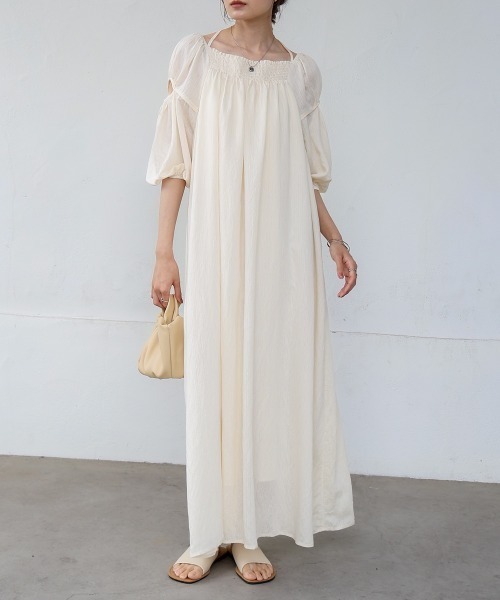 「Bab」 7分袖ワンピース M ホワイト系その他 レディース_画像5