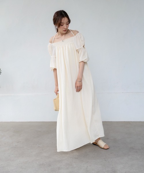 「Bab」 7分袖ワンピース M ホワイト系その他 レディース_画像9