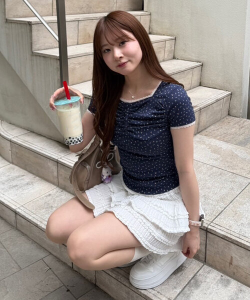 「continuer de NICE CLAUP」 半袖カットソー FREE ネイビー レディース_画像8