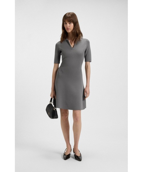 BOSS（HUGO BOSS） ワンピース 半袖 ニットドレス スキッパーカラー