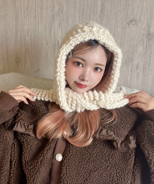 Feliz ニット帽 ニットキャップ ボリュームニット帽/バラクラバ/耳あて
