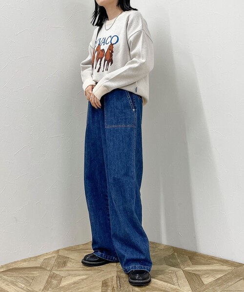 「GEVACO」 長袖ニット 38 ネイビー レディース_画像3