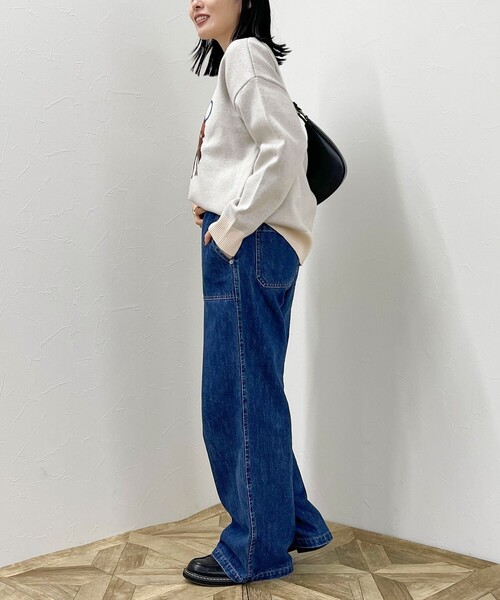 「GEVACO」 長袖ニット 38 ネイビー レディース_画像4