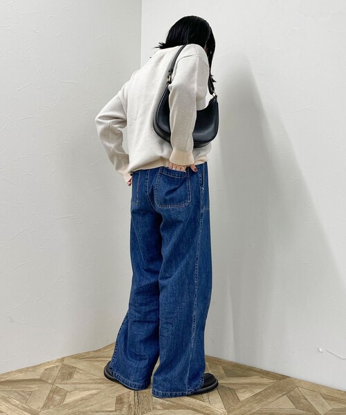 「GEVACO」 長袖ニット 38 ネイビー レディース_画像5