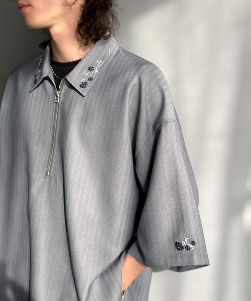 オリジナルシャツ Classical Origin 七分袖 シャツ 「高見え確定。」刺繍デザインジップ