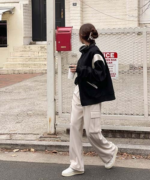 「SONA」 カーゴパンツ LONG ブラック レディース_画像2