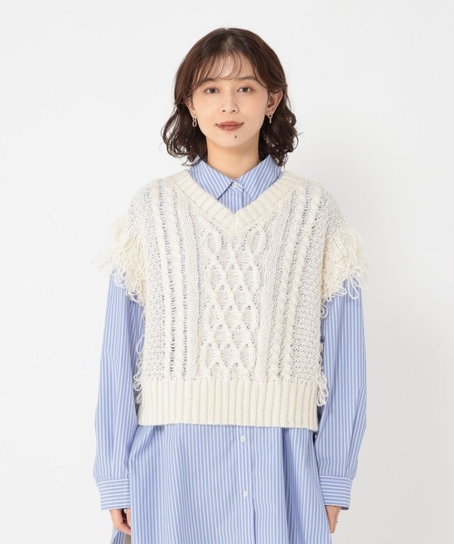 美品 22ss クリスタセヤ 和紙 ジレ ニット ベスト プルオーバー J.PRESS（J.プレス） ベスト ジレ 「洗える」AZALEA ニット ベスト