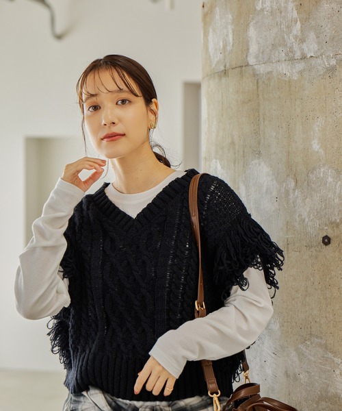 美品 22ss クリスタセヤ 和紙 ジレ ニット ベスト プルオーバー Cristaseya(クリスタセヤ) | ワシ ペーパー パッチワーク ニット