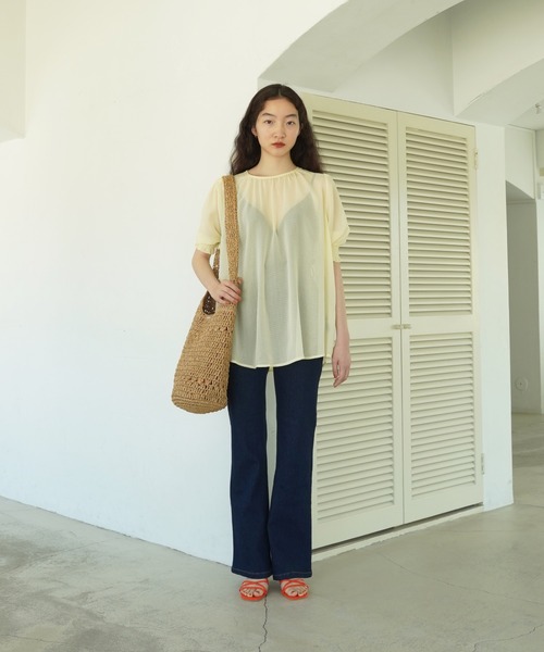 「TINA:JOJUN」 半袖ブラウス M グレー レディース_画像2