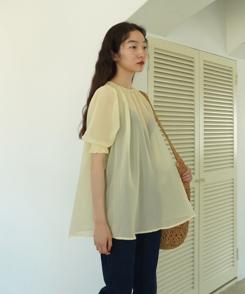 「TINA:JOJUN」 半袖ブラウス M グレー レディース_画像5