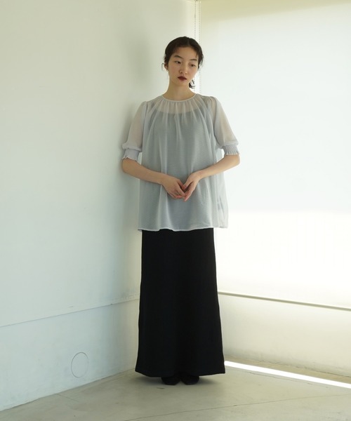 「TINA:JOJUN」 半袖ブラウス M グレー レディース_画像9