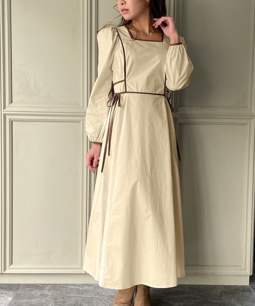 「JUNOAH」 長袖ワンピース X-LARGE ブラック レディース_画像2