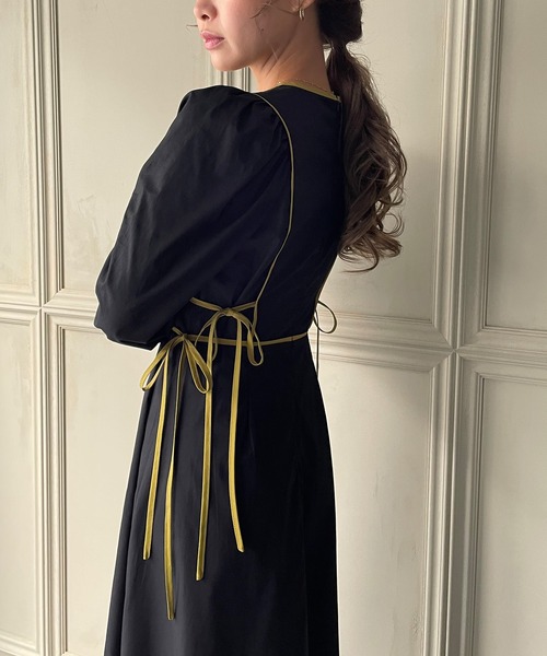 「JUNOAH」 長袖ワンピース X-LARGE ブラック レディース_画像5