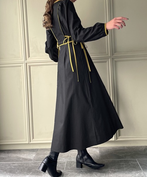 「JUNOAH」 長袖ワンピース X-LARGE ブラック レディース_画像8