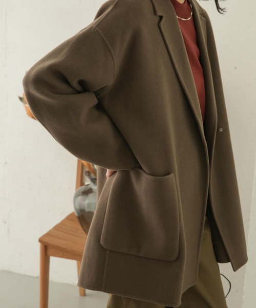 オーバーサイズ ベージュウールジャケット Mサイズ　DOORS URBAN RESEARCH DOORS（アーバンリサーチドアーズ） ノーカラー
