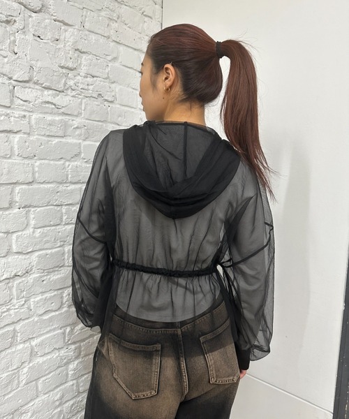 「Six M」 ジップアップパーカー FREE ライトグレー レディース_画像5