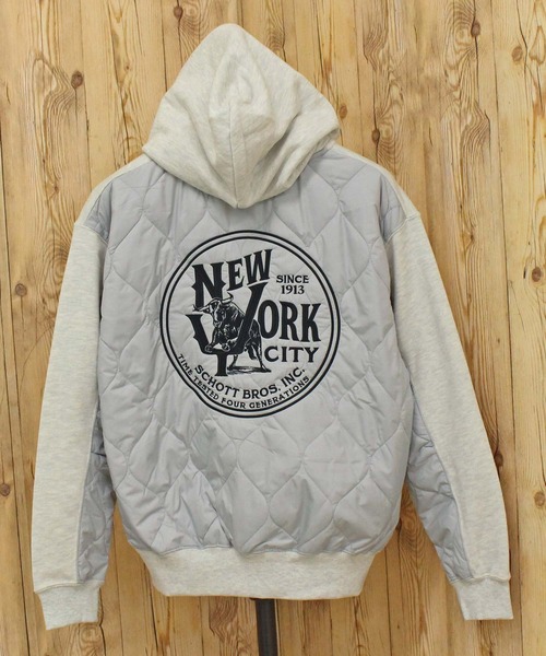 Schott N.Y.C(ショット) パーカー QUILTED COMBI. ZIP HOODED メンズ Schott N.Y.C(ショット) パーカー QUILTED COMBI. ZIP HOODED メンズ