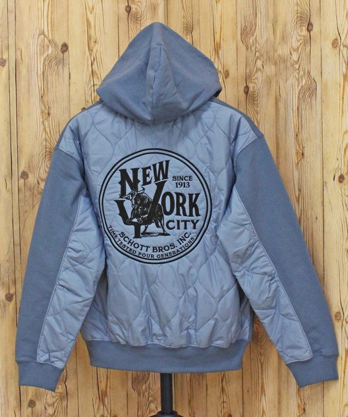Schott N.Y.C（ショット） パーカー QUILTED COMBI. ZIP HOODED メンズ