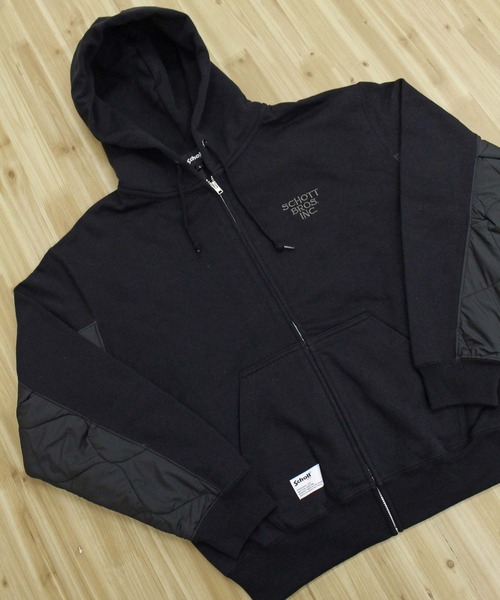 Schott N.Y.C（ショット） パーカー QUILTED COMBI. ZIP HOODED メンズ