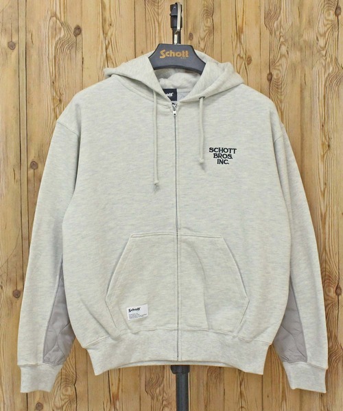 Schott N.Y.C(ショット) パーカー QUILTED COMBI. ZIP HOODED メンズ Schott N.Y.C(ショット) パーカー QUILTED COMBI. ZIP HOODED メンズ