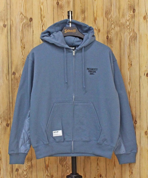 Schott N.Y.C（ショット） パーカー QUILTED COMBI. ZIP HOODED メンズ