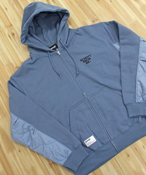 Schott N.Y.C（ショット） パーカー QUILTED COMBI. ZIP HOODED メンズ