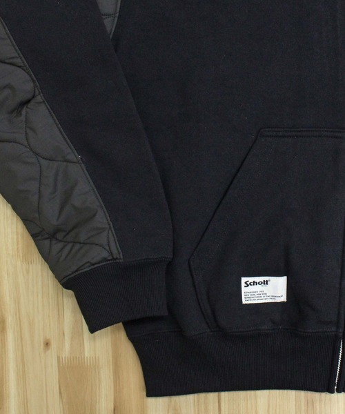 Schott N.Y.C（ショット） パーカー QUILTED COMBI. ZIP HOODED メンズ