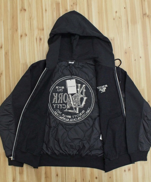 Schott N.Y.C(ショット) パーカー QUILTED COMBI. ZIP HOODED メンズ Schott N.Y.C(ショット) パーカー QUILTED COMBI. ZIP HOODED メンズ
