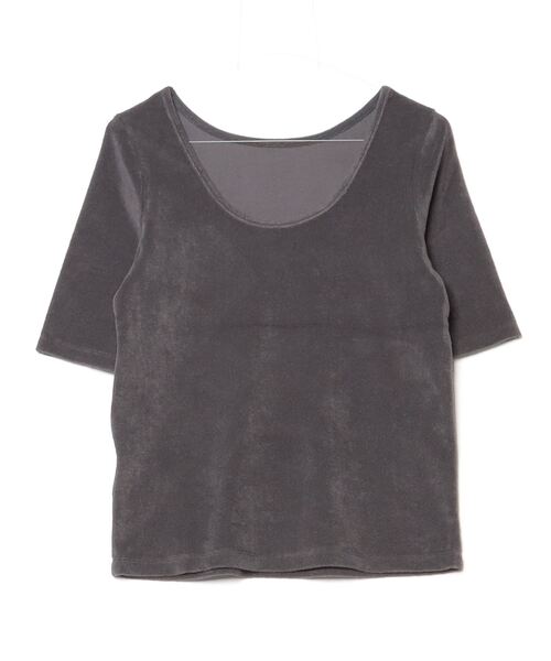 「Demi-Luxe BEAMS」 半袖カットソー ONE SIZE チャコールグレー レディース_画像2