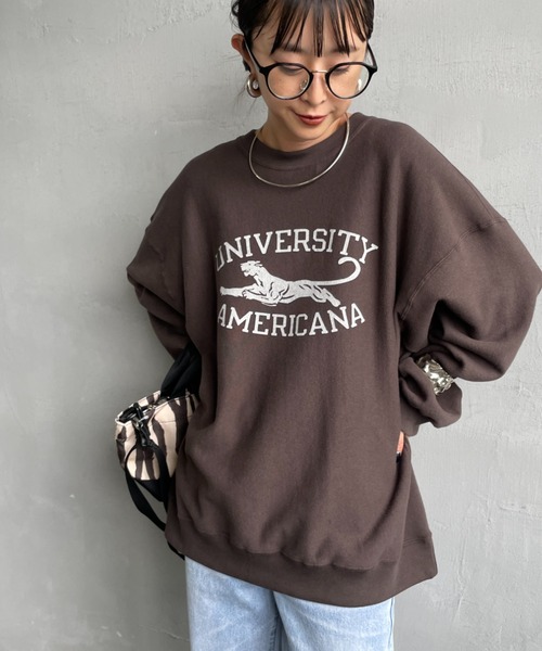 美品　アメリカーナ　スウェット　ブラウン　フリーサイズ AMERICANA（アメリカーナ） スウェットカットソー M ダークブラウン