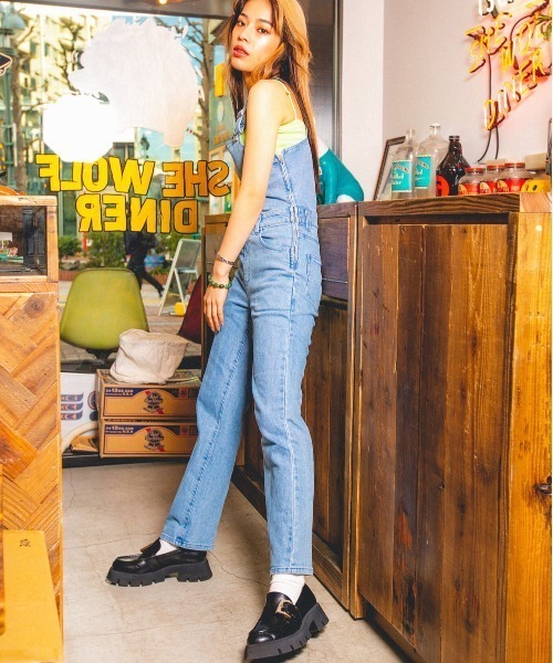 「My sugar Babe」 オーバーオール MEDIUM ブルー レディース_画像9