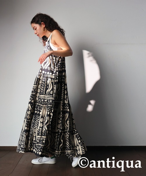 「antiqua」 キャミソールワンピース P ブラック レディースの画像9