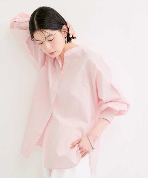 45rpm バンドカラー　ブラウス　L ロゴ刺繍あり　インディゴブルー ロゴ刺繍バンドカラーシャツ / kyoko / OUTLET ｜J'aDoRe JUN ONLINE