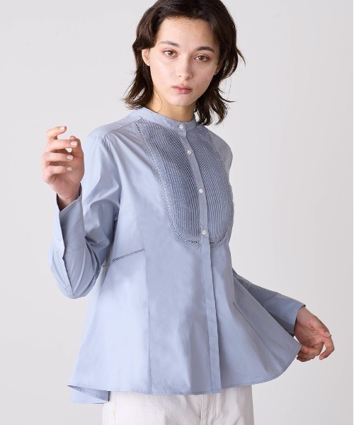 美品 マリリンムーン 2,5万円 ピンタックブラウス スタンドカラーブラウス Marilyn Moon（マリリンムーン） ブラウス シャツ pin tuck bosom