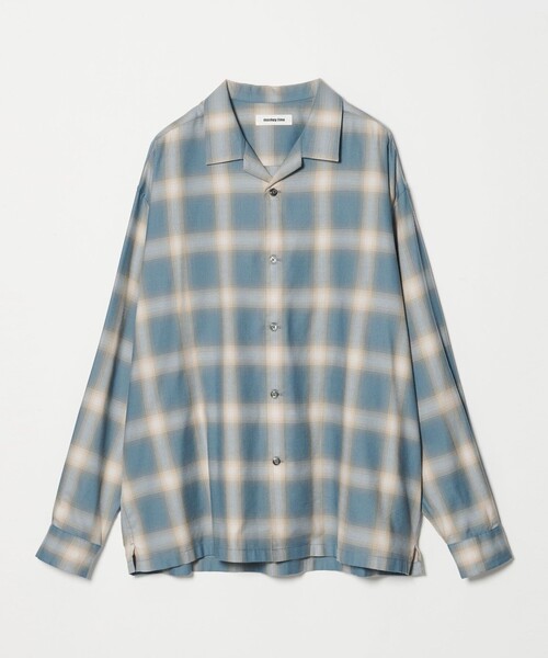 コットン レーヨン オンブレ チェック オープンカラー シャツ monkey time BEAUTY＆YOUTH UNITED ARROWS シャツ コットン レーヨン