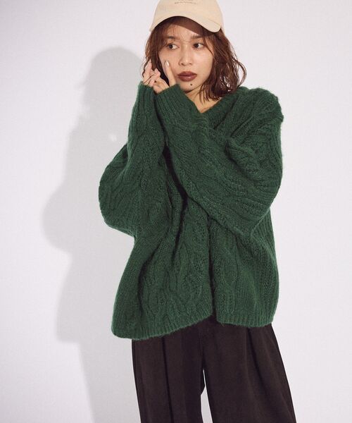 「Green Parks」 「chocol raffine robe」長袖ニット FREE グリーン レディース_画像8
