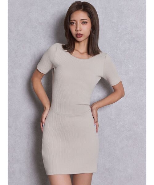 GYDA 半袖　ワンピース　タグ付き GYDA（ジェイダ） ワンピース 半袖 BACKリボンクルーネックワンピース