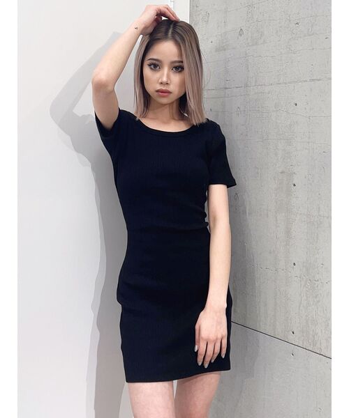 GYDA（ジェイダ） ワンピース 半袖 BACKリボンクルーネックワンピース