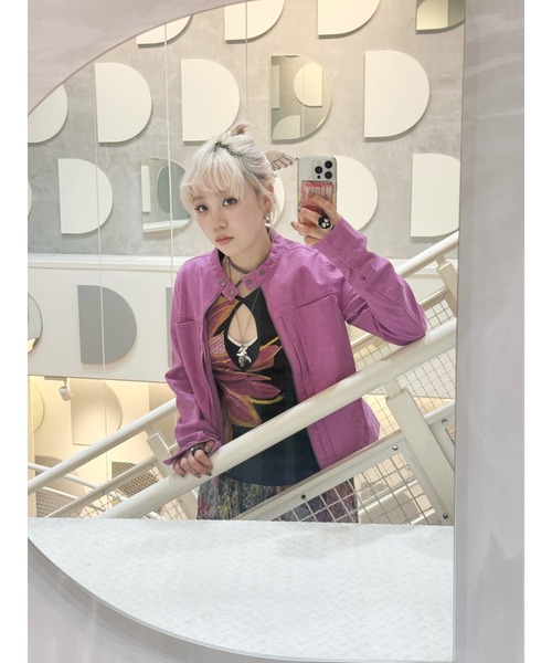 Desigual（デシグアル） レザージャケット ライダース ビビッドピンク