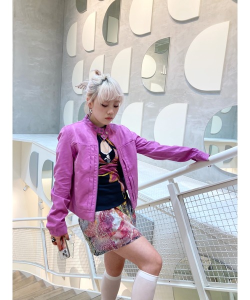 Desigual（デシグアル） レザージャケット ライダース ビビッドピンク