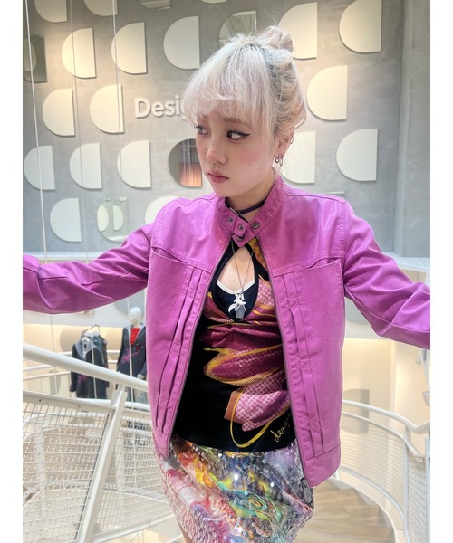 Desigual（デシグアル） レザージャケット ライダース ビビッドピンク