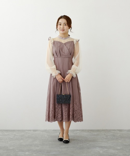 「Dorry Doll」 長袖ワンピース S グレイッシュブルー レディース_画像2