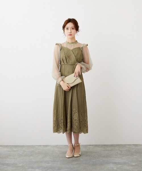 「Dorry Doll」 長袖ワンピース S グレイッシュブルー レディース_画像3
